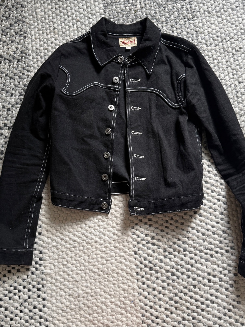 Miaou Lex Black Denim Western Crop Jean Jacket